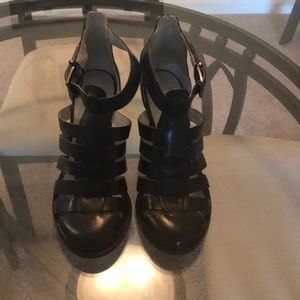 Black Leather Shoes with Heels